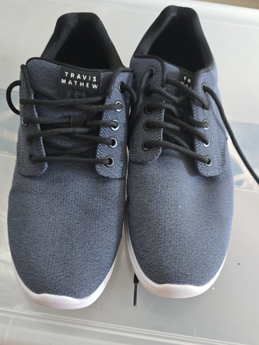 Travis Mathew Men’s Navy Low-Top Knit Lace-Up Sneakers